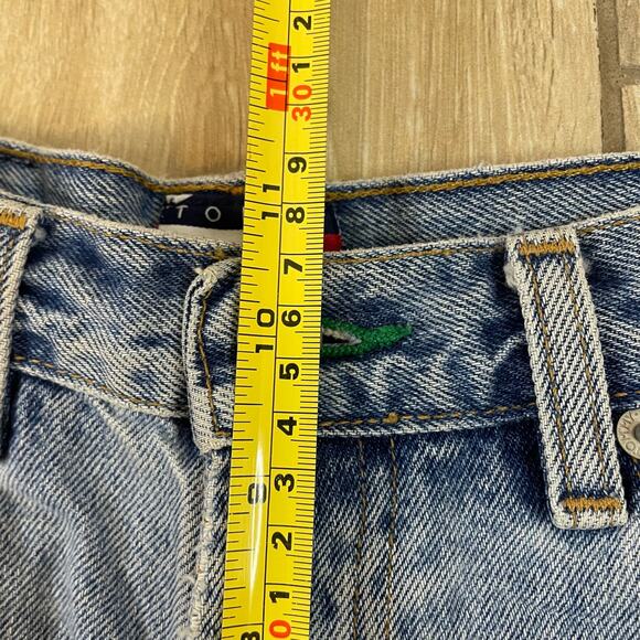 Tommy Hilfiger Vintage High Waist Denim Shorts Size 4 Flag Patch Blue Jean - Picture 5 of 10